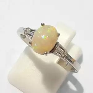 [블루케이] AA급심플 밀크오팔 원석 반지 210603-10n