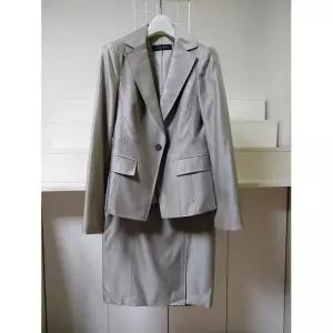 심플 기본 카라 실버 샤이닝 스커트 정장 세트 NA-B