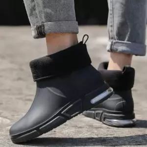 [라일리] Rly 남성 퍼안감 레인 부츠 블랙 1P 방한 첼시 장