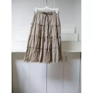 여성 리본 포인트 레이스 라인 주름 스커트 NA-B