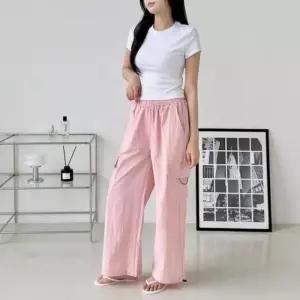 [라일리여성의류] Rly 체일스 바스락 맥스 와이드핏 카고 바텀스 드로스