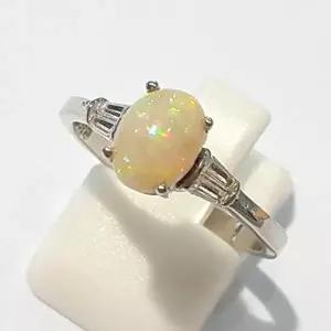 [셀러허브 패션][블루케이] AA급심플 밀크오팔 원석 반지 210603-10n