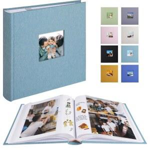 글쓰기 공간이 있는 1DOT2 사진 앨범 50페이지 4x6 200장 또는 5x7 100장, 린넨 커버 작은 사진집 앨범과 결혼기념일 를 위한 메모 (시안 블루)