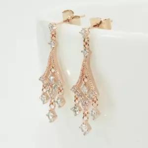 샹들리에 큐빅 은침 귀걸이(92.5실버침 로즈골드)