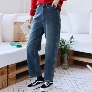 [H스타일]H스타일(JN)9622융기모심플세미배기밴딩청바지 겨울 여성 융기모 청바지 데님팬츠 세미배기 밴딩