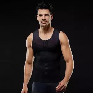 남성 체형 교정 보정 압박 지퍼 나시 LD-UW-QLD874-블랙