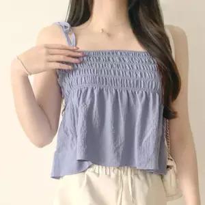 민소매 나시탑 A라인 휴양지 프릴 뷔스티에 블라우스