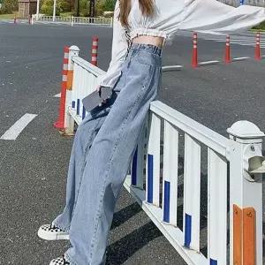 [하프클럽/알티피아]여자 허리조절 스타일 연청 데님 바지 고품질 데일리