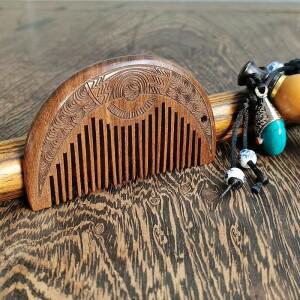 포켓 우든 콤 천연 블랙 골드 샌달우드 슈퍼 투스 우드 정전기 방지 이빨빗 수염 빗 헤어 링