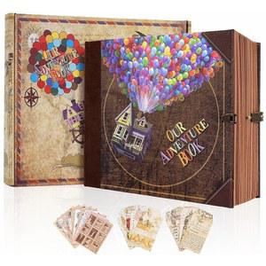 우리의 모험 책 스크랩북 - 업 무비 인스파이어드 하드커버 사진 앨범, 커플을 위한 여행 일기장 메모리북, 스티커가 포함된 DIY 선물 (기념일 / 결혼식)