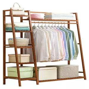 원목 대나무 행거 원룸용 옷걸이 조립식 튼튼 수납선반