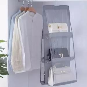 ( )옷장 가방 정리함 핸드백 보관 수납 정리대 투명 6칸 수납함 걸이형 보관함 행거 다용도