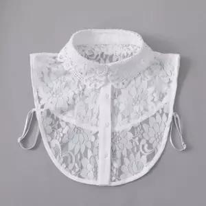 [라일리여성의류] Rly 메쉬 프릴레이스가짜 칼라 클래식 오픈칼라셔츠