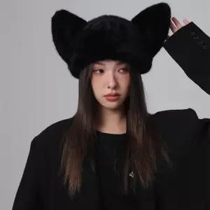 뿔모자 털모자 파워 모자 양털 M(56-58cm) 뿔 검은색 니트