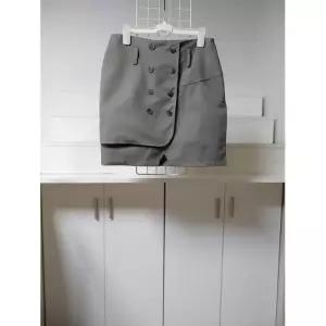 여성 믹스 더블 버튼 트렌치 스타일 스커트 NA-B