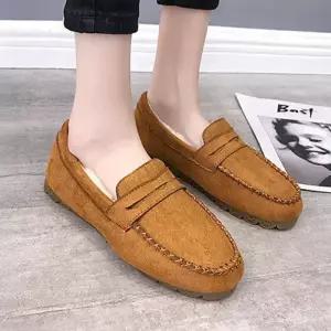 [라일리] Rly 여성 4컬러 클래식한 로퍼 기모 플랫 털신 모카