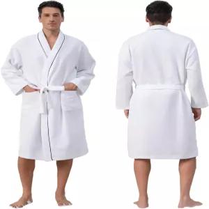 남성용 이너 위시 테리 타월 로브 - 매우 부드럽고 흡수력이 뛰어난 퀵 드라이 기모노 목욕