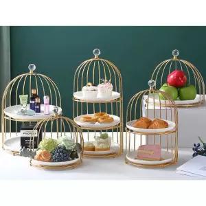 골드메탈 세라믹 3단 케이크 스탠드 홀더 디저트 트레이 2단