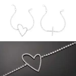 CRICRI 하트 크로스 스와로브스키 크리스탈 제작 팔찌 W369944