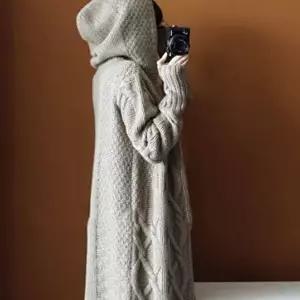 후드롱가디건 후드 롱 유니크한 가디건 매력적인 모자 (KYR-WD8A9CA)