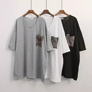 [셀러허브 패션]빅사이즈티 G451L601 레오파드포켓7부면티 NO