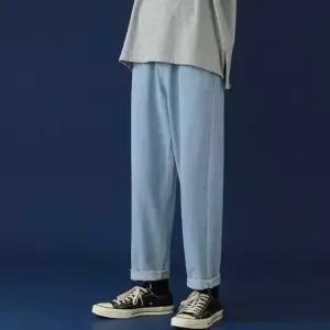 남성용 데일리 와이드 슬림핏 청바지 일자 부츠컷 데님 팬츠