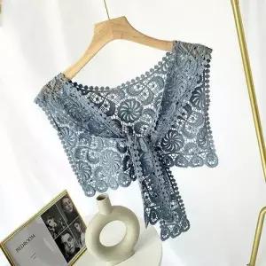 여성 레이스 스카프 숄 칼라 넥커버 네크라인 포인트 WFJXRHF