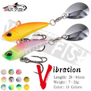 WALK FISH 메탈 VIB 스피너 미끼 진동 낚시 회전 꼬리 스팽글  워블러 트롤링 7g 11g 21g