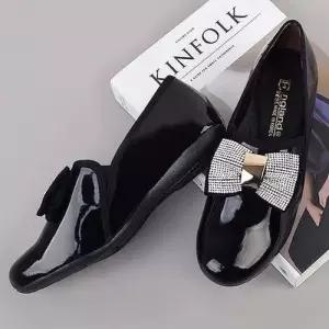 에나멜 플랫슈즈 리본장식정장구두 여성단화 펌프스 베스트 WFJTQ1R