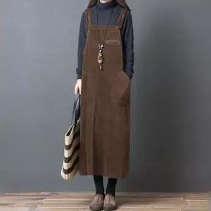 가을 올더스타일 루즈핏 코듀로이 멜빵 여성원피스