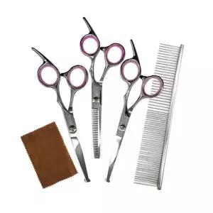 [골드스마일]세트 일자 반려견 가위 미용 틴닝 안전 빗 커브