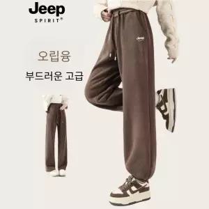 JEEP SPIRIT 여성 기모 밴딩 트레이닝 조거 팬츠 겨울 플리스 바지