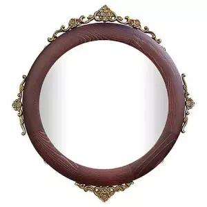 IG7152 월넛 원목 무궁화주석장식 벽거울 38cm W017068