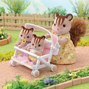 실바니안 패밀리 쌍둥이 유모차 인형 피규어 장난감 (WFJBNRY)