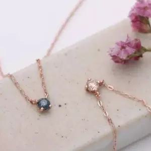 14K 정품 로즈골드 로제 1부 천연 다이아몬드 목걸이 W764474