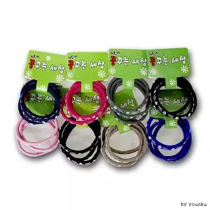 칼라 머리띠 헤어핀 고무 고무줄 헤어밴드 고무줄 3P