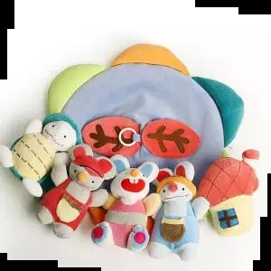 오르골모빌 토끼와거북이 신생아 컬러모빌 봉제인형 딸랑이