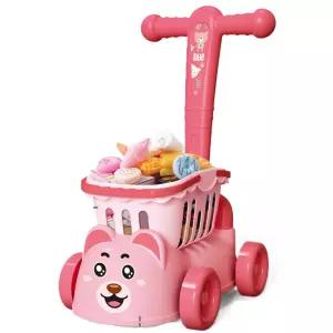 유아 미는 쇼핑 바구니 카트 밀대 핑크 걸음마 장난감 막대 선물용 아동완구 야외