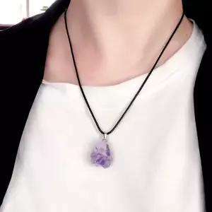 목걸이 자수정 펜던트 왁스로프