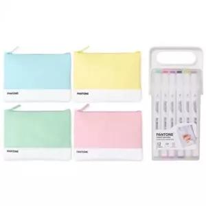 팬톤 다용도 컴팩트 보관 주머니 플랫파우치 패브릭 마커 펜 12색 구성