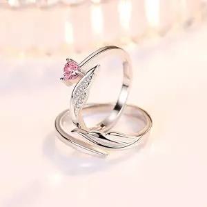 쌍반지 모던 지르코니아 날개 핑크 커플링 스완 심플 백금커플링