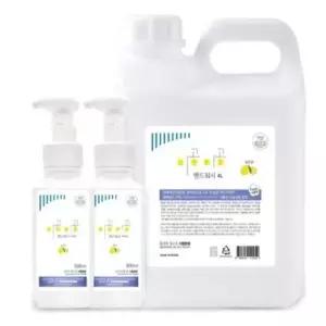 [에이치플러스몰]4L+500mlX2대용량리필 레몬향 물비누 거품형 이공