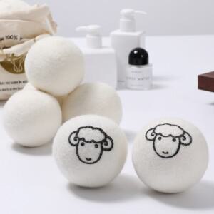 6개입 100% 양모 건조기 볼 - 재사용 가능 섬유 유연제 시간 30% 단축 천연 세탁 대안