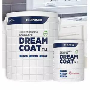 타일페인트 드림코트 화이트0.9L 제비스코 베란다 싱크대 페인트칠 화장실 욕실 주방 아파트 욕실용 타일용