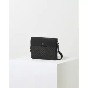 [롯데백화점]닥스 액세서리 LL선물포장[LOUIS BRIDGE] 블랙 로고패턴 가죽 크로스백 DBBA4E620