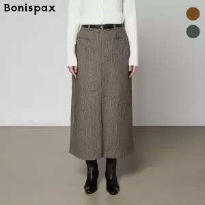 [롯데백화점]보니스팍스 헤링본 벨티드 트임 롱 스커트 (XOASK013M0)