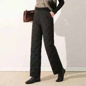 여자바지 슬랙스 일자 패딩 바지 위에 겨울 도톰한 방풍 방한용 슬림핏 와이드 원템4