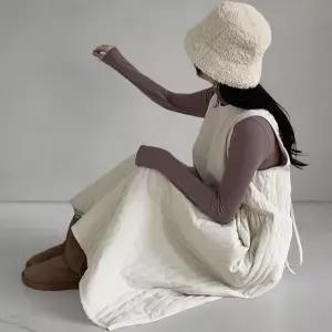 [하프클럽/]여성 겨울 두툼한 누빔 레이어드 롱드레스