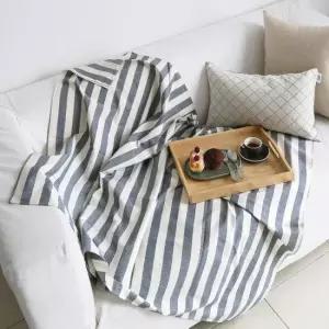 까사베르데 스트라이프 홑겹 블랭킷+파우치 set