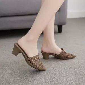 [모두쇼핑]심플 5.5cm PVC 미들힐 뮬슬리퍼 여성 젤리 슬리퍼힐 여성슬리퍼 여자슬리퍼 젤리슬리퍼 비오는